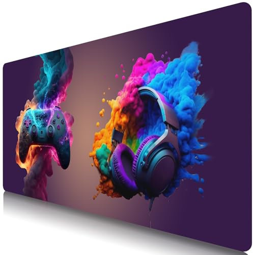 BOLELAW Tappetino per mouse XXL, 900 x 400 mm, con cuciture resistenti e base in gomma antiscivolo, motivo colorato, di alta qualità, per PC, laptop, gaming, computer, console di gioco