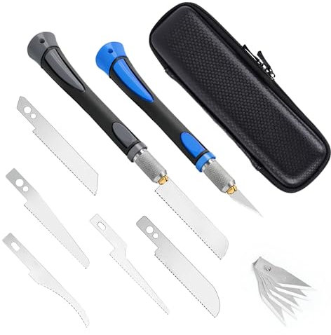 EHDIS Mini Scie à Main pour le Modélisme Set - Mini Scie à Main avec 6 Lames et Scapelle de Precision avec 5 Lames, pour le bricolage Couteau de modélisme Hobby Kit d'outils