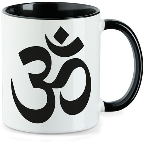 Huuraa Kaffeetasse Om Symbol 330ml Schwarz Keramik Kaffeebecher Geschenkidee