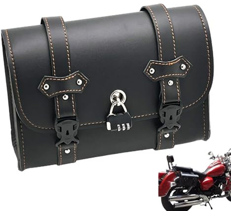 Borsa per forcella da moto, stile retrò, in pelle PU, impermeabile, con 2 cinghie, borsa per forcella per moto