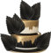 6 Stück Papier Palmen Fächer Tortendeko Palme Speer Blätter Fan Kuchen Deko Handwerk DIY Backformen Cake Topper für Geburtstag Party Hochzeit Party Kuchen Dekoration Schwarz