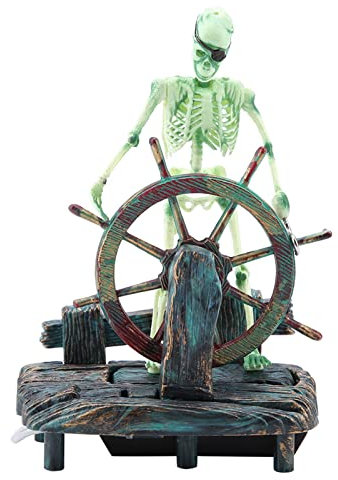 Skelett-Actionfigur, Aquarium-Dekoration, Aquarium-Dekoration, Skelett-Seemann, Landschaft, Aquarium-Dekoration, Aquarium-Piratenkapitän-Dekoration für Angelbecken,