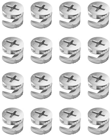 MOPZIJA 16PCS Eccentrico Ruota Dado, Eccentrica Connettore Vite per Mobili, Raccordi Connettori per Mobili, Dadi a Camma per Mobili Connettore di Fissaggio per Cassetti Armadio,giunzioni per mobili