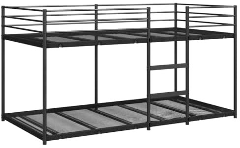 vidaXL Black Steel Bunk Bed - Space Saver W/Safety Features