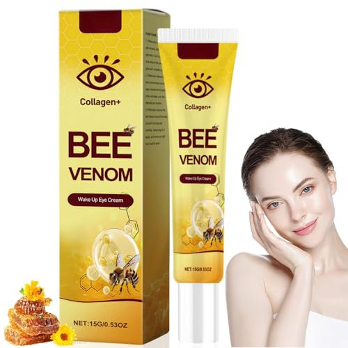 Bee Venom Eye Cream,Eye Crea/m for Dark Circles and Puffy Eyes,Firming Eye Cr/eam,Bee Venom Wrinkle Removal Crea/m,Collagen Bee Venom Wake Up Eye Cream,Anti-Aging Eye Treatment for All Skin Types