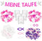 YSUVIN Taufe Deko, 119 Stück Junge Mädchen Deko Taufe, Meine Taufe Girlande, Luftballons, Servietten, Windlicht Tischdeko, Holz Fische Deko, Rosa