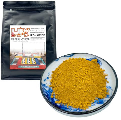 HongYi Oriental Yellow Iron Oxide Pigment, Yellow Iron Oxide Powder - Pigments for Artistic and Decorative Painting, Concrete, Clay, Cement, Masonry and Paint Products (1000g/2.2pounds)