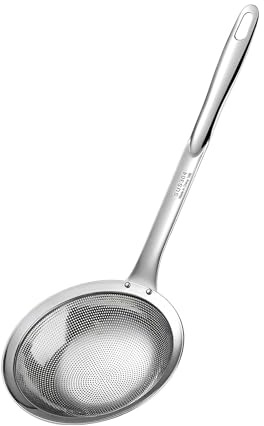 Ugotit Skimmer Spoon for Hot Pot, Soup & Frying - Multipurpose Stainless Steel Strainer Ladle, Perforated Skimmer Ladle, Strainer Spoon for Dumplings, Stock, Oil Filtering, Kitchen Use