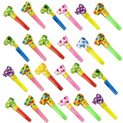 30 PCS Colorful Party Blower Blowouts Noisemakers, Birthday Blowouts Whistles for Party Favors, New Years Blow Horns for Family Gatherings