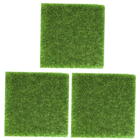 YARNOW 3 Stück Kunstrasen Matte für Sandtisch Künstlicher Gras Rasen für Selbstgemacht Modellbau Lebensechte Dekoration für Puppenhaus und Mikrolandschaft