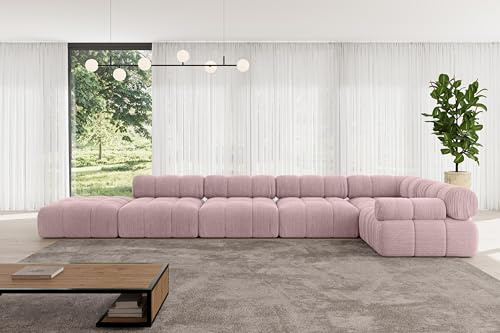 ALTDECOR Modulares Sofa Ecksofa in L-Form Corner modular Sofa Eckcouch Couch Wohnlandschaft Cauchsofa Polstersofa Felto-L3-475x190x70 cm Rosa