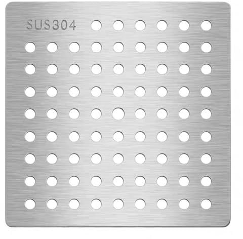 304 Edelstahl-Abflussabdeckungen, quadratischer Duschablaufschutz, Abflussschutz, Wirbelabdeckung, 1 Stück (11 x 11 cm)