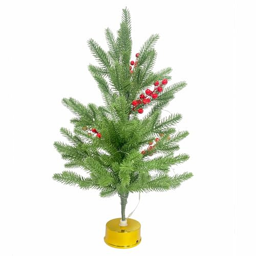 Rotating Artificial Christmas Tree w/Music String Lights Gold Stand Battery Operated Green Fake Trees 2.2ft Realistic Holiday Décor​ Gifts for Indoor Christmas Advent Calendar New Year