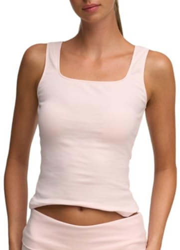 Damen Tanktop Baumwolle Slim Fit – Cotton Loungewear Top mit eckigem Ausschnitt, körpernah geschnitten, atmungsaktiv, bequem für Freizeit, Alltag, Home Office und Layering