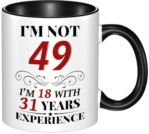 49th Birthday Mug for Women Men, Turning 49 Year Old Birthday Gifts Women Men Mom Dad Wife Husband, Sister, Best Friends, Coworkers, Her, Him, Dishwasher and Microwave friendly, 11oz Coffee Cup