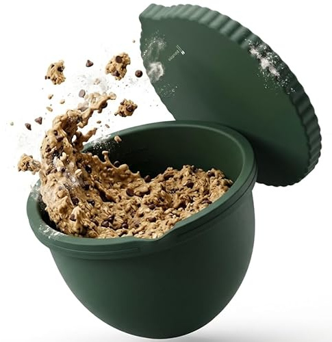 Biscuitique Silicone Bowl Liner for 5 Qt KitchenAid Wood and Steel Bowls, 1 Liner with Lid, Evergreen
