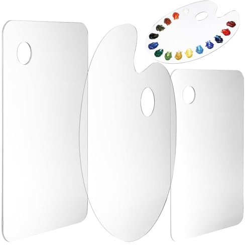 XLIUAX 4 Stück Klare Acryl Malpalette Mischpalette Acrylfarben Palette | 2 Größen Transparent Kunstpalette Mischpalette Malen Daumenloch mit Griffloch DIY Kunsthandwerk Malerei Ölgemälde Art Palette