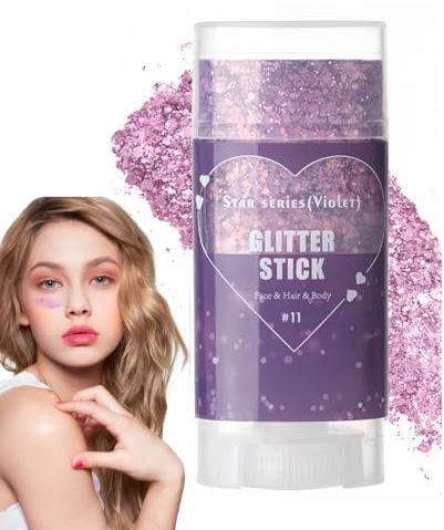 Body Glitter Gel & Spray,Body Shimmer & Hair Glitter Spray (Purple) | Face Glitter,Chunky Holographic Sequins,Sweat-Resistant,Easy to Remove,Ideal for Halloween,Carnival, Stage Makeup,Body Art