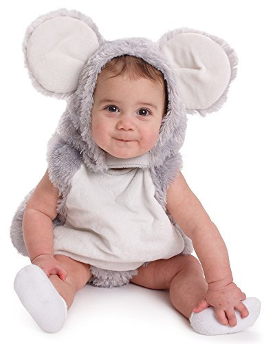 Dress Up America Baby Mouse Costume - Infant & Toddler Plush Bodysuit with Hood and Tail - Soft Gray Animal Outfit for Boys & Girls - Halloween Dress Up & Pretend Play