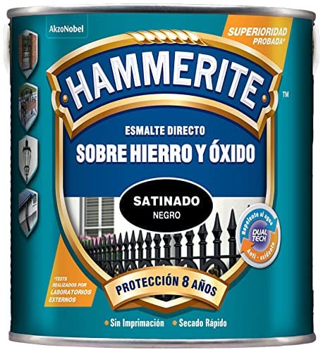 Hammerite Esmalte Liso Satinado, Negro, 2.5 l (Paquete de 1)