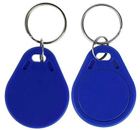 LIBO RFID Keychains NFC Smart Key Tag Card RFID Access Control Keyfobs Proximity 13.56 MHz MF Classic 1k IC S50 Token Read Only (Pack of 100, Blue)