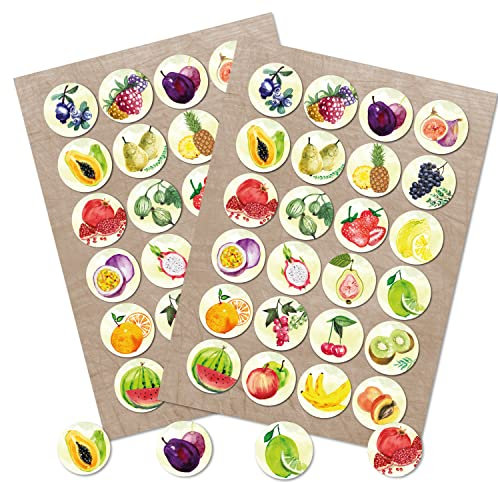 Logbuch-Verlag 48 bunte Küchenaufkleber OBST - Früchte Aufkleber Aquarell-Optik - Küche Sticker Kinder Kindergarten Basteln Deko Gläser