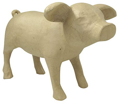 Décopatch LA013C Ferkel aus Papmaché, Größe L, 41 x 27 x 28 cm, zu Personalisieren) 1 Stück natur
