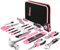DEKO Kit d'outils ménagers 110 Pièces Rose, Ensemble d'outils DIY Portable pour Femme avec Pochette de Transport Facile, Parfait pour Bricolage et Entretien de la Maison