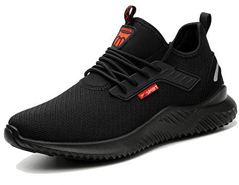 BESKEE Sicherheitsschuhe Herren S3 Sportlich Leicht Arbeitsschuhe Damen Atmungsaktiv Stahlkappe Sneaker, schwarz, 43