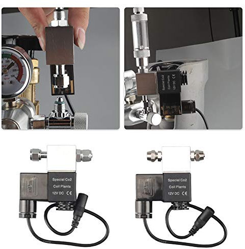 Weehey Électrovanne Régulateur de système de CO2 d'aquarium de Sortie d'électrovanne à Courant continu 12V Valve magnétique électrique de Basse température pour l'herbe des Aquariums d'aquarium