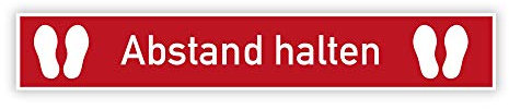 stempel-fabrik – Bodenaufkleber Abstand halten – Abstandsaufkleber für den Fußboden zur Wahrung der Diskretion – selbstklebende Bodenmarkierung mit Rutschhemmung (15 x 100 cm | Rot)