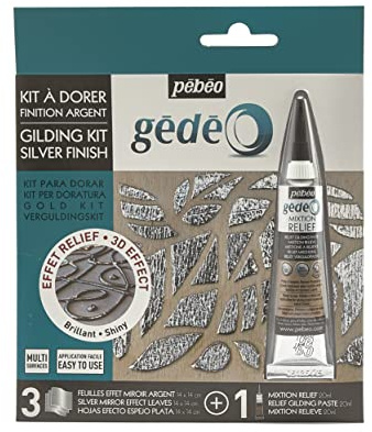Pebeo GEDEO KIT-Mirror Effect Leaf, Silver Finish Gilding, 3 foils,766597