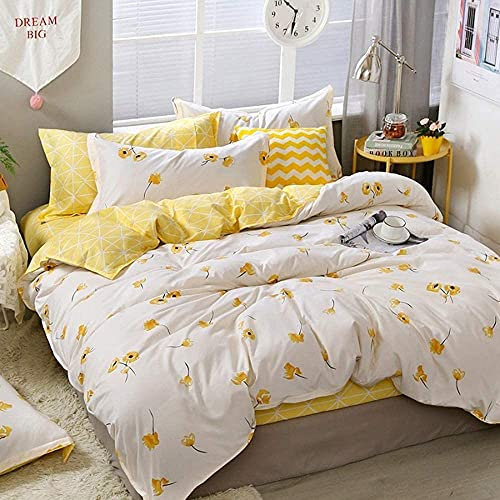 Loussiesd Floral Printed Duvet Cover For Kids Girls Women Blossom Flowers Pattern Bedding Set Garden Plants Comforter Cover Botanical Branches Quilt Cover Double Size Room Decor With 2 Pillow Case
