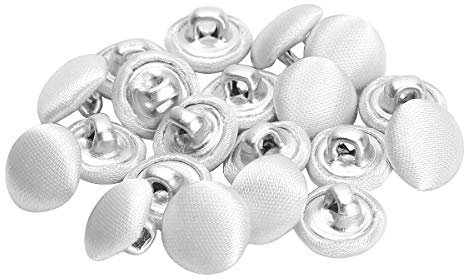 CHICTRY 20 x Knöpfe Stoff Bezogen Stoffknöpfe Set Vintage 10mm Metallknöpfe Rund Mini Ösenknopf mit Öse Hochzeit Kleidung Elfenbein One Size