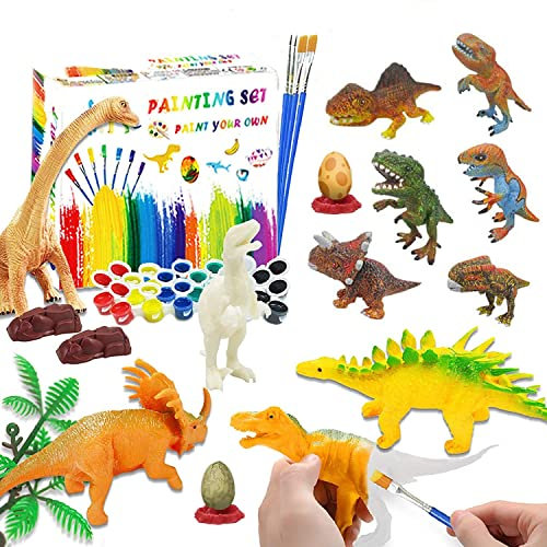 Goorder Dino Spielzeug, Dinosaurier Malset für Kinder, 3D DIY Lernspielzeug ab 4 5 6 7 8 Jahre, 47 Stück Bastelset für Junge Mädchen, Creative Geschenk zum Kindergeburtstag Weihnachten