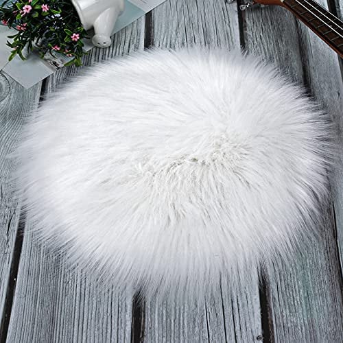 Molain 30 cm Square Sofa Couch Cover Pad Suede Backing Soft Fluffy Medium Pile White Area Rug Car Cushion Office Bedroom Living Room