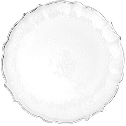 XL Teller aus transparentem Glas 33 cm mit Silberrand (3), 1x Glasteller mit Rand Extra Groß, Platzteller Dekoteller Servierteller für Hochzeiten, Taufen, Geburtstage, Weihnachten & Partys, Mehrweg