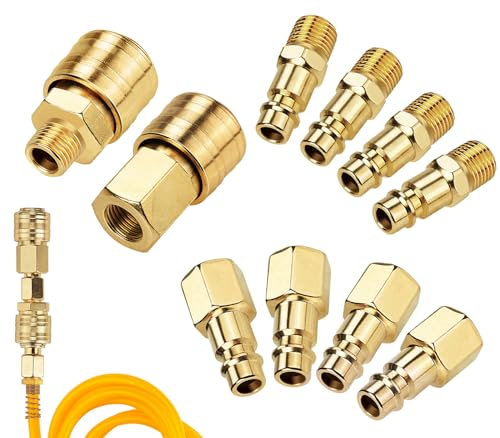 1/4 NPT Druckluftkupplung 1/4 Zoll Luftanschluss Schnellkupplung Druckluft Stecknippel Luftschlauch Kompressor Vergoldete Luftleitungsanschlüsse Luftkompressor-Fittings Schnellanschluss mit Gewinde