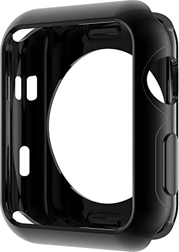 Leotop Compatible con Apple Watch Funda 42 mm 38 mm, Suave TPU Plated Case Carcasa Protector de Pantalla Delgado Protector de Pantalla Parachoques Cubierta para iWatch Series 3 2 1 (38 mm, Negro)