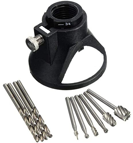 MACHSWON 11 PCS Rotary Multi Purpose Tool Cutting Guide Router Attachment Kit,Drill Carving Rotary Locator Set with 6pcs HSS Routing Drills Bits and 4pcs Twist Drill Bit