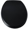 Blue Canyon Wooden Toilet Seat with Non-Slip Seat Bumpers & Heavy-Duty Stainless-Steel Hinges Ensures No Rust- Round Toilet Seat- Comfortable Bathroom Toilet Seat with High Gloss Finish (Black)