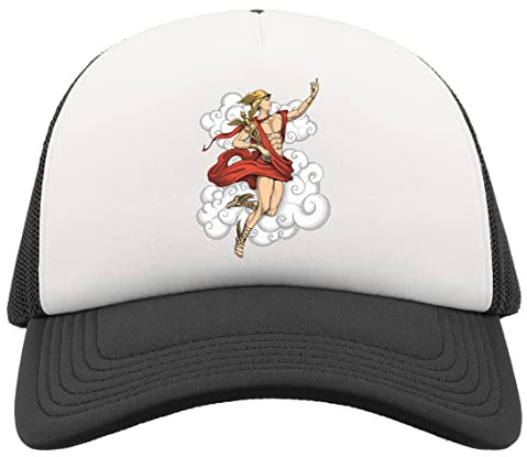 Ancient Greek God Hermes Half Mesh Trucker Cap Baseball Hat Snapback Schwarz, Schwarz , Einheitsgröße