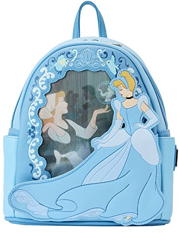 Loungefly Disney Cinderella Princess Lenticular Mini Rucksack | Disney Mini Rucksäcke, Blau, Standard, Rucksack