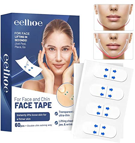 Gesichtsband - Gesichtsband gegen Falten,60 Stück geheime Make-up-Aufkleber, Facelift-Klebeband für Gesicht und Hals, sofortige Facelift-Aufkleber, Gesichtsklebeband für Falten, Hals-Doppelkinn Bexdug