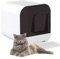 MaxxPet Katzenklo mit Deckel - Katzentoilette Inkl. Schublade & Katzenstreu Matte - 43x42x40cm - Cat Litter Box - Katzentoiletten & Zubehör - Katzen Klo - Cat Toilet - Weiß