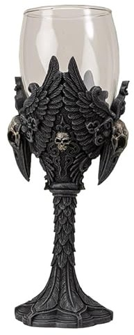 Pacific Giftware Raven Goblet Gothic Raven Wine Glass, 7 oz Decorative Chalice, Cold Cast Resin with Glass Cup, Wiccan Pagan Altar Decor 8 H