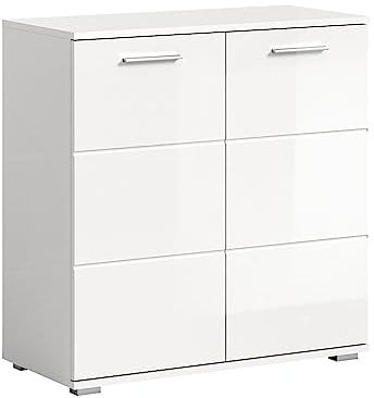 xonox.home Kommode Prego Kommode Flurmöbel Staurauchschrank Schrank Anrichte in Korpus weiß Hochglanz Front weiß, ca.80x83x37 cm