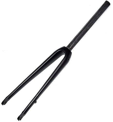 LHHL 700C Rigid Forks Road Bike Carbon Fiber Front Fork Disc Brake QR 9X100mm 1-1/8'' Straight Tube Ultralight Bicycle Fork 409g (Color : Black-Matte, Size : 700c)
