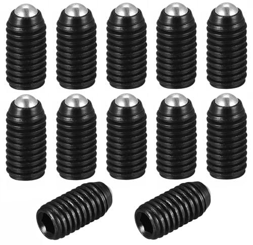 Viti M5 x 10, in acciaio al carbonio, viti a testa sferica con testa a sfera, viti a stantuffo a sfera (nero), 12 pezzi