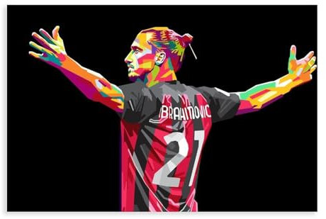 FrySky Zlatan Ibrahimovic Fußball-Superstar-Sportposter, 13 Leinwand-Poster, Wandkunst, Dekor, Bild, Gemälde für Wohnzimmer, Schlafzimmer, Dekoration, ungerahmt, 30 x 45 cm